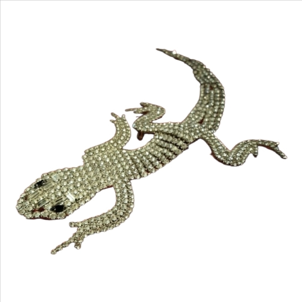 Vintage Gecko Salamader/lizard Rhinestone Giant Brooch/Pin Size 7.5" L. 3"W